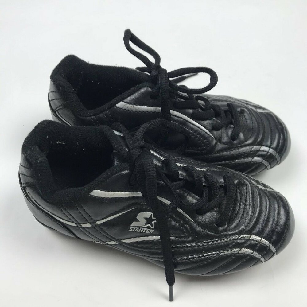 Starter Soccer Cleats Shoes Boy Girl Size 1 Youth Black Silver Stripe